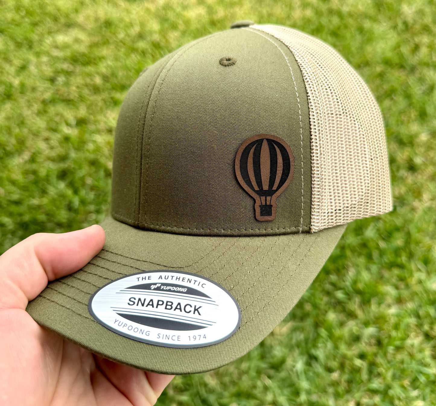 Hot Air Balloon Hat Snapback Trucker – Engraved Patch Cap for Travel Lovers, Adventure Gift, Festival or Pilot Style Hat