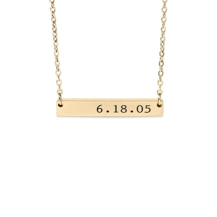 Custom Date Bar Necklace or Keychain – Engraved Anniversary, Birthday, or Milestone Gift – Personalized Jewelry Keepsake