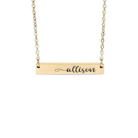 Personalized Name Bar Necklace or Keychain – Custom Engraved Jewelry – Name, Word, or Short Phrase – Gift for Her or Him