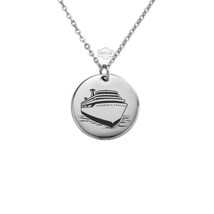 Cruise Ship Necklace – Gold or Silver Nautical Charm – Personalized Travel Lover Gift – Ocean Jewelry – Keychain Available
