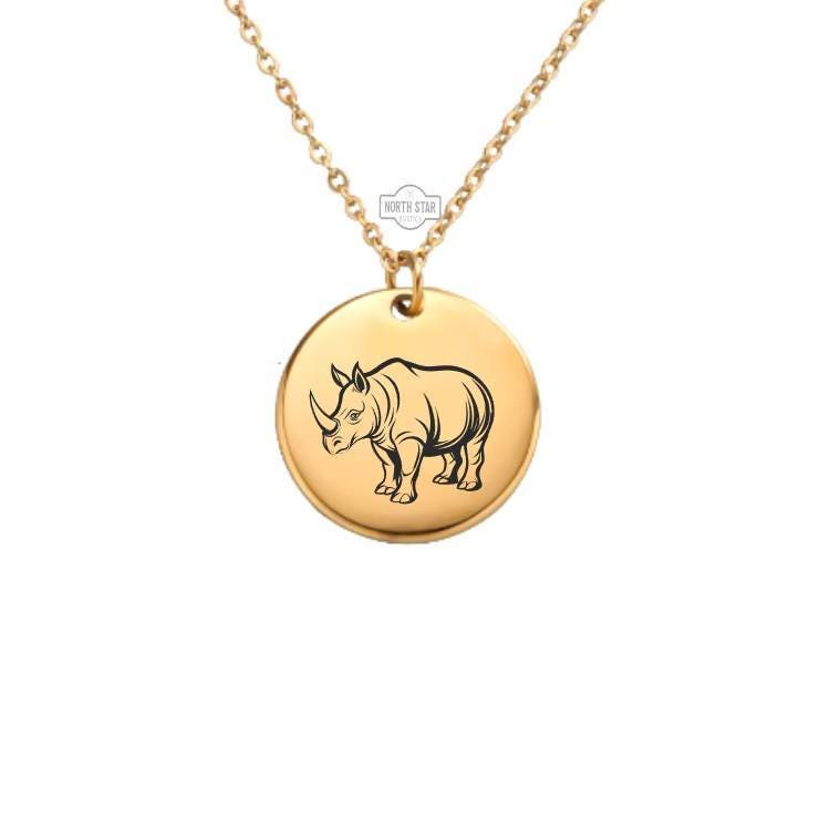 Rhinoceros Necklace or Keychain – Personalized Wildlife Gift in Gold or Silver, Strong and Bold Animal Charm for Her or Him - Rhino Pendant