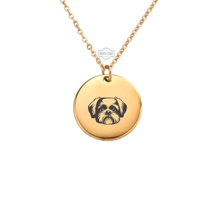 Shih Tzu Necklace - Puppy Gold or Silver Minimalist Dainty Engraved Custom Pendant Charm Jewelry - Personalized Gift For Her