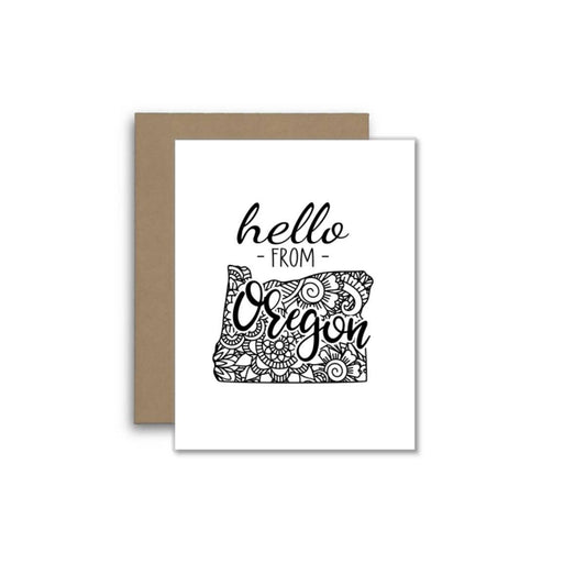Hello from Oregon Card – Boho Mandala State Outline Design
