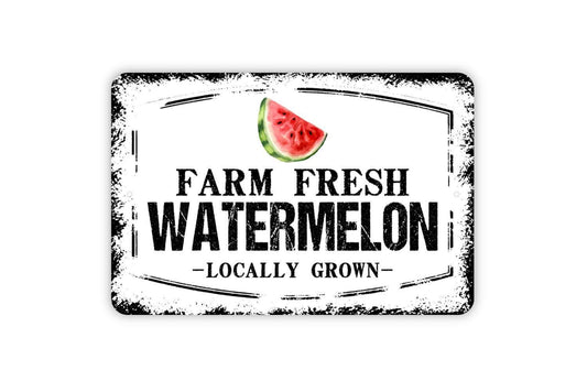 Farm Fresh Watermelon Locally Grown Sign - Watermelon Patch Garden Fruit Farmers Market Metal Sign Wall Art Indoor Or Outdoor