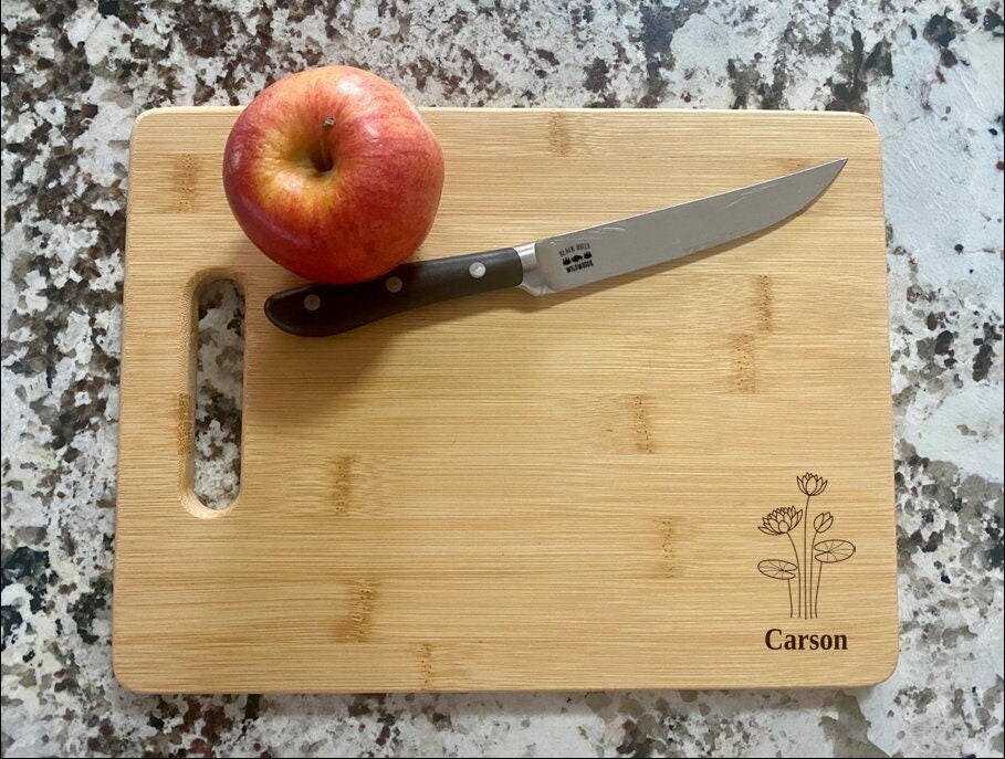 Water Lily Cutting Board | Flower Charcuterie Board | Custom Serving Tray | Personalized July Gift | Wedding Anniversary Gift