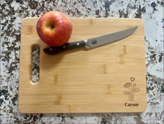 Water Lily Cutting Board | Flower Charcuterie Board | Custom Serving Tray | Personalized July Gift | Wedding Anniversary Gift