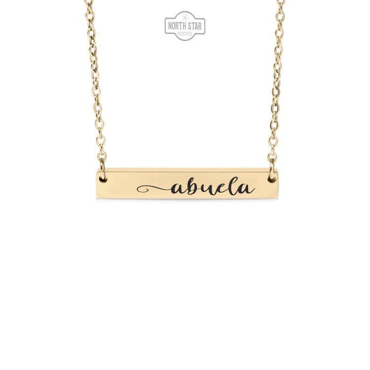 Abuela Bar Necklace or Keychain – Gift from Grandkids – Engraved Jewelry for Spanish Grandma – Simple and Loving Keepsake