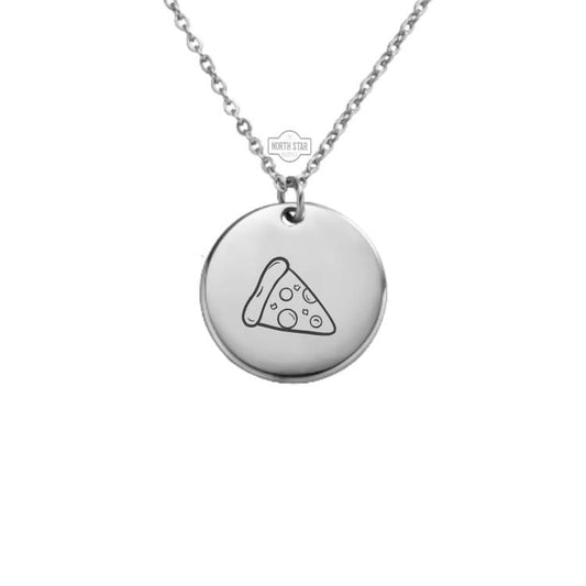 Pizza Necklace - Food Slice Gold or Silver Minimalist Dainty Engraved Custom Pendant Charm Jewelry