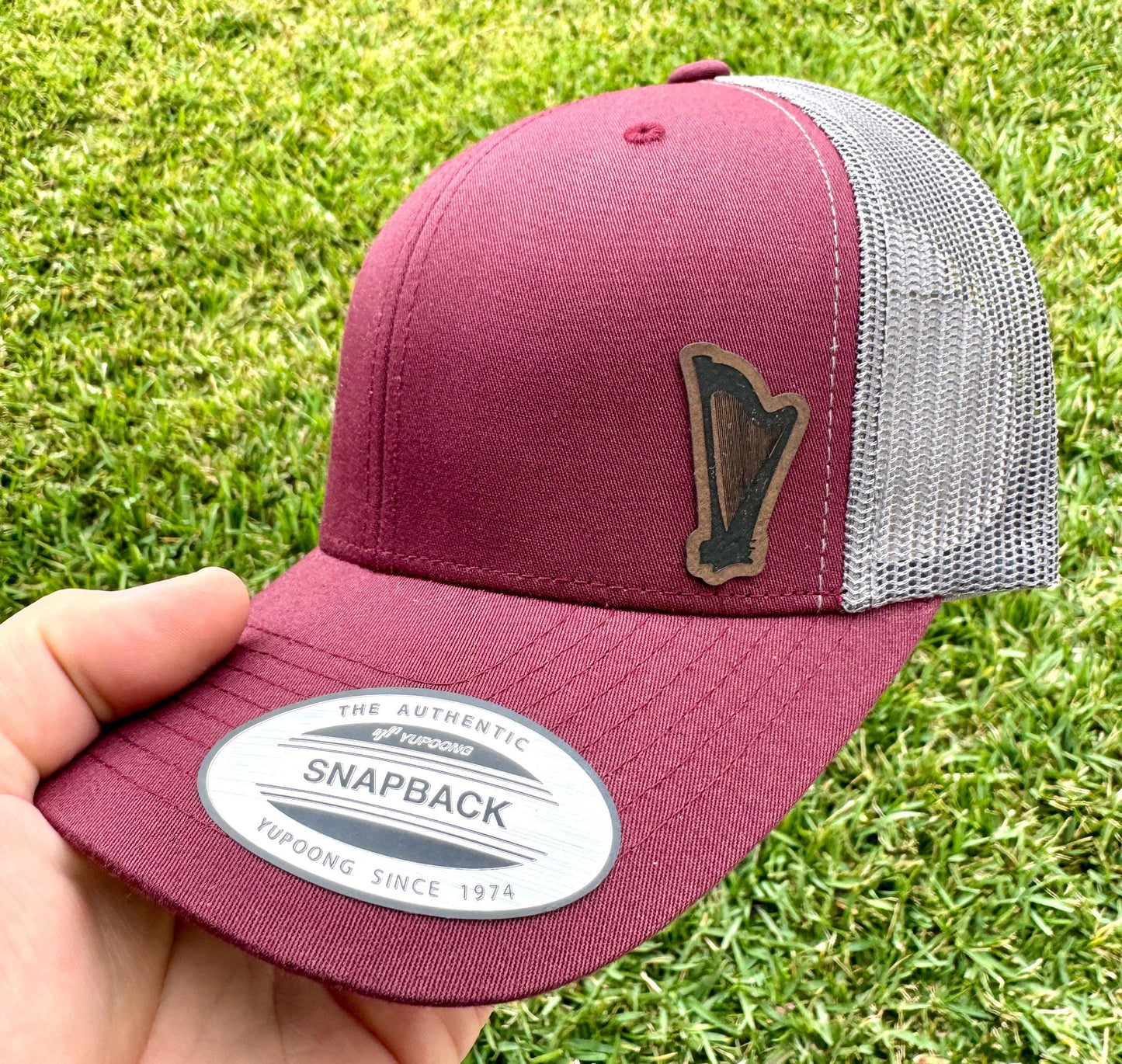 Harp Hat Snapback Trucker – Engraved Patch Cap for Harpists, Classical Musicians, Unique Music Gift, Band or Orchestra Style