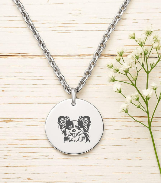 Papillon Dog Necklace – Gold or Silver Pendant – Personalized Pet Lover Gift – Dog Mom Jewelry – Matching Keychain Available