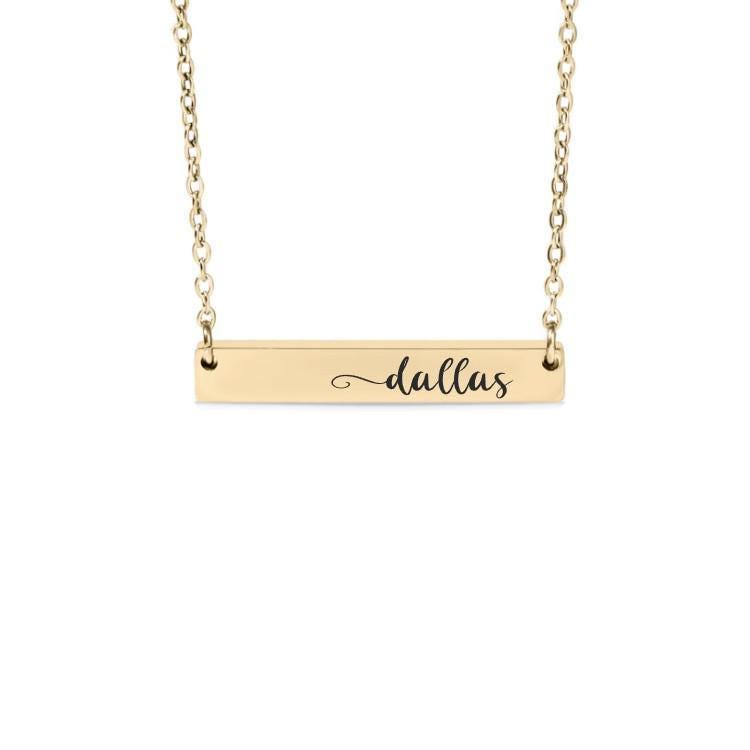 City Name or Custom Name Bar Necklace or Keychain – Personalized Engraved Gift – Hometown, Travel, or Name Keepsake Jewelry