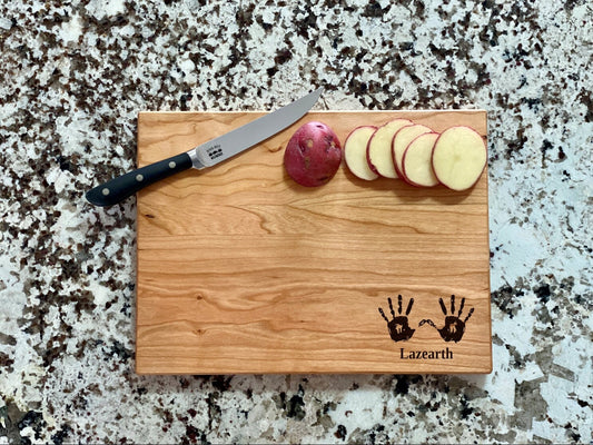 Hand Prints Cutting Board | Child Hand Print Charcuterie Board | Custom Serving Tray | Personalized Housewarming Gift | Wedding Anniversary