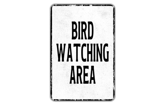 Bird Watching Area Sign – Rustic Metal Wildlife Sign for Garden, Yard, or Trail, Nature Lover Decor, Birdwatcher Gift Idea