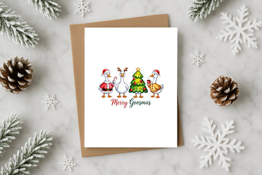 Merry Goosmas Funny Christmas Card with Geese – Holiday Pun
