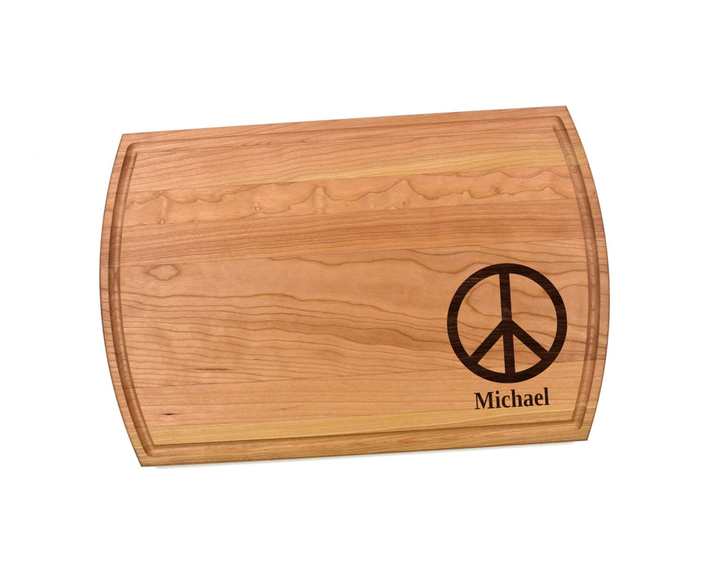 Peace Symbol Engraved Cutting Board – Boho Kitchen Decor, Hippie Hostess Gift, Charcuterie Board with Peace Sign Engraving