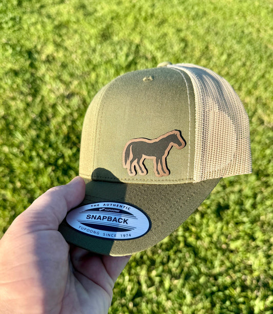Horse Hat Snapback Trucker – Engraved Patch Cap for Equestrians, Ranch Life Style, Gift for Horse Lovers and Western Fans