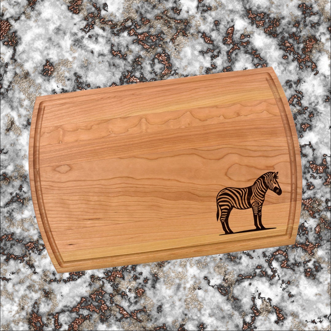 Zebra Engraved Cutting Board – Safari Animal Kitchen Decor, Wildlife Charcuterie Board, Unique Gift for Zebra Lovers & Nature Fans