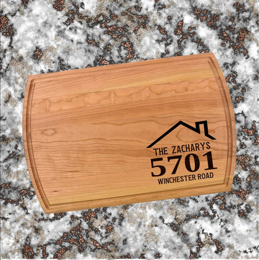 Personalized Street Address With Roofline Cutting Board | New House Charcuterie Board | Custom Serving Tray | Personalized House Gift