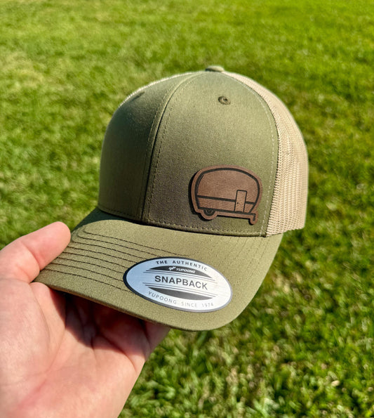 Travel Trailer Camper Snapback Trucker Hat – Patch Camping Hat – Retro RV Camper Cap – Gift for Campers, Travelers, Outdoor Lovers