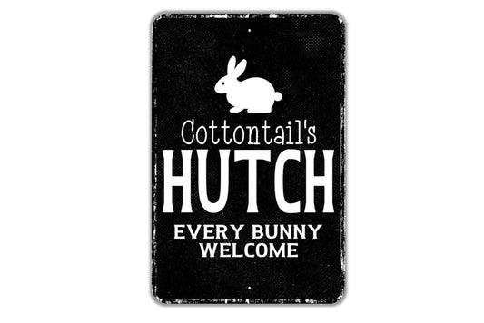 Rabbit Bunny Hutch Personalized Sign - Name Metal Wall Art - Custom Name Sign - Every Bunny Welcome