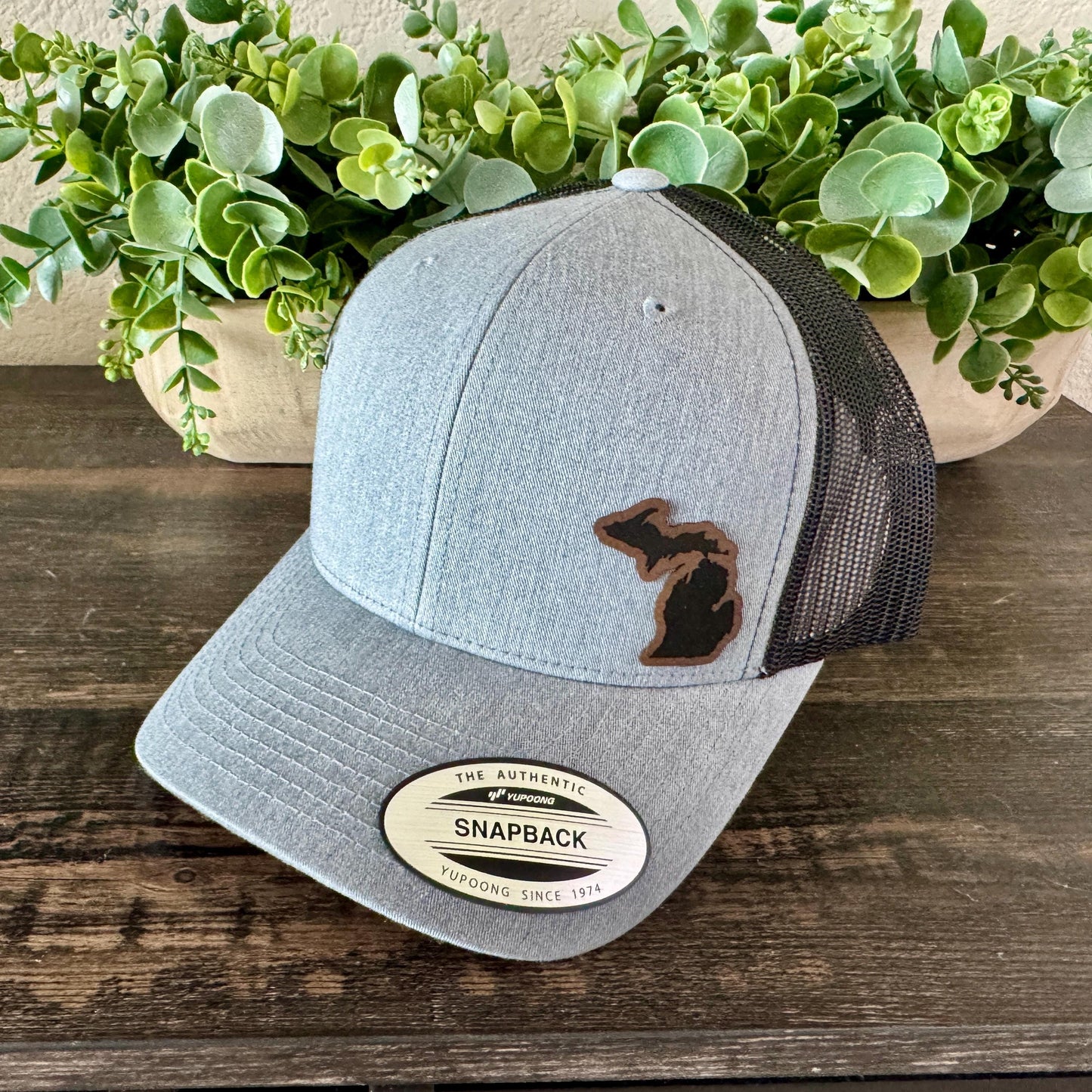 Michigan State Outline Hat  – Snapback Trucker Cap, Engraved Patch State Outline, Great Lakes Gift, Midwest Pride, Upper & Lower Peninsula