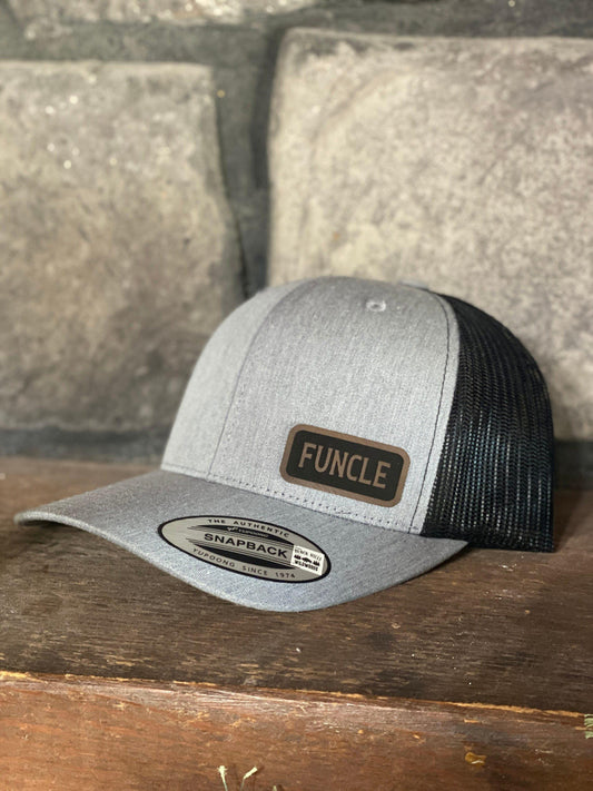 Funcle Hat – Snapback Trucker Hat with Engraved Patch, Funny Uncle Gift, Cool Uncle Trucker Cap, Rustic Favorite Uncle Hat
