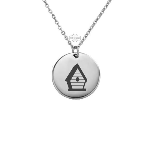 Birdhouse Necklace or Keychain – Cozy Cottage Pendant Gift for Her or Him, Personalized Garden Jewelry in Gold or Silver