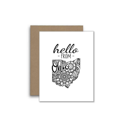 Hello from Ohio Card – Boho Mandala State Outline