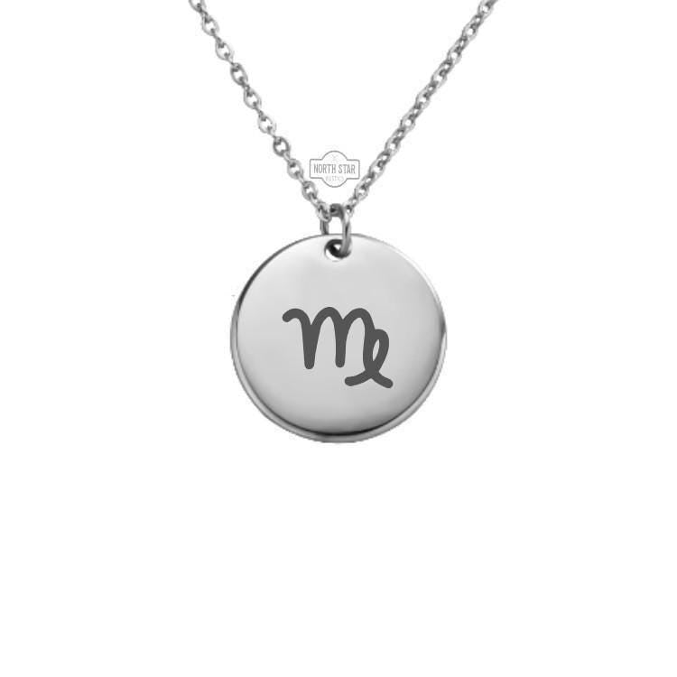 Virgo Zodiac Necklace – Gold or Silver Astrology Charm – Personalized Star Sign Gift – August September Birthday – Keychain Available