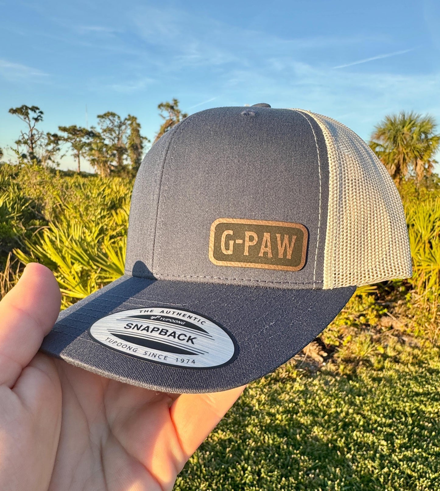 G-Paw Trucker Hat – Snapback Cap for Grandpa, Rustic Gift for G-Paw, Personalized Hat for Grandfather with Style