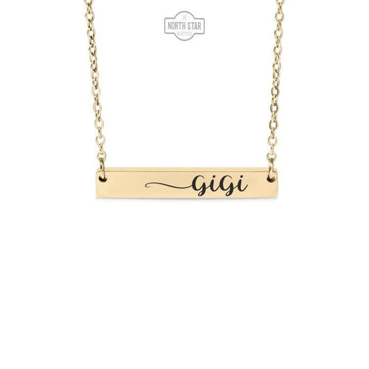 Gigi Bar Necklace or Keychain – Gift from Grandkids – Engraved Jewelry for Gigi – Sweet and Simple Grandma Keepsake