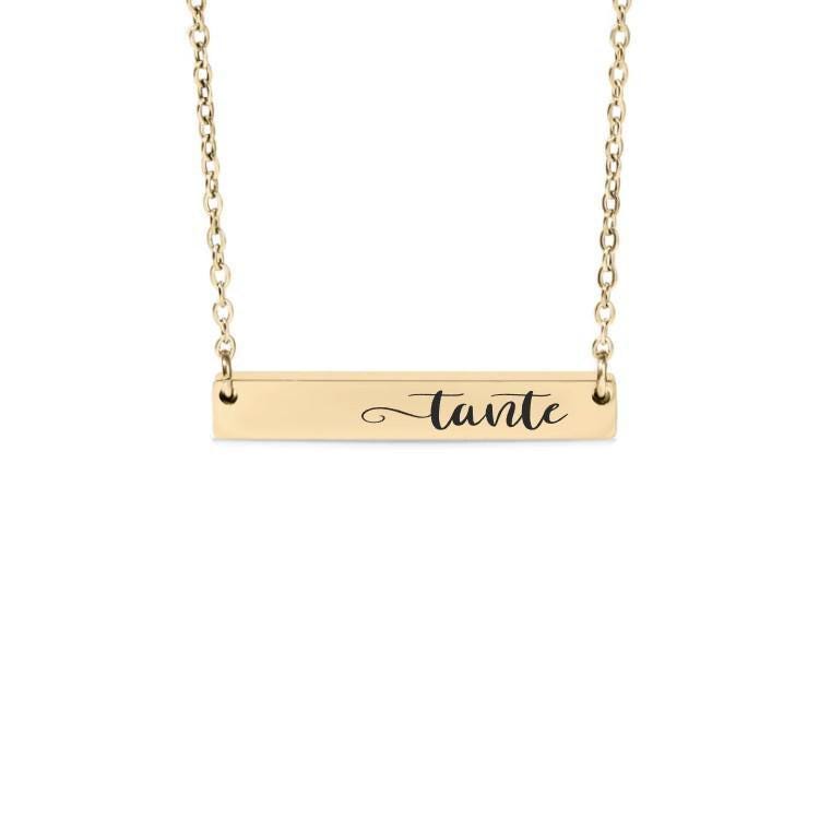 Tante Bar Necklace or Keychain – Gift for Aunt from Niece or Nephew – Engraved Jewelry Keepsake – French or German Aunt Charm