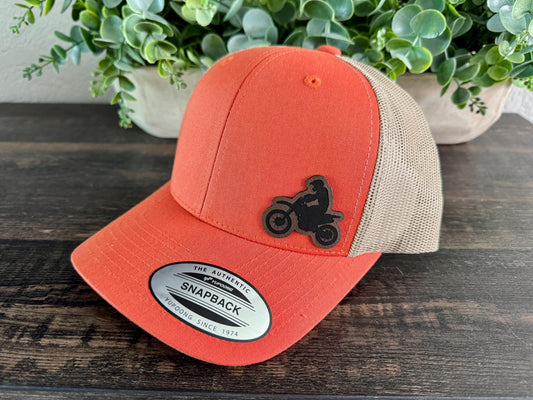 Dirt Bike  Trucker Hat – Snapback Cap with Motocross Rider Engraving, Off-Road Gift for Biker or MX Fan