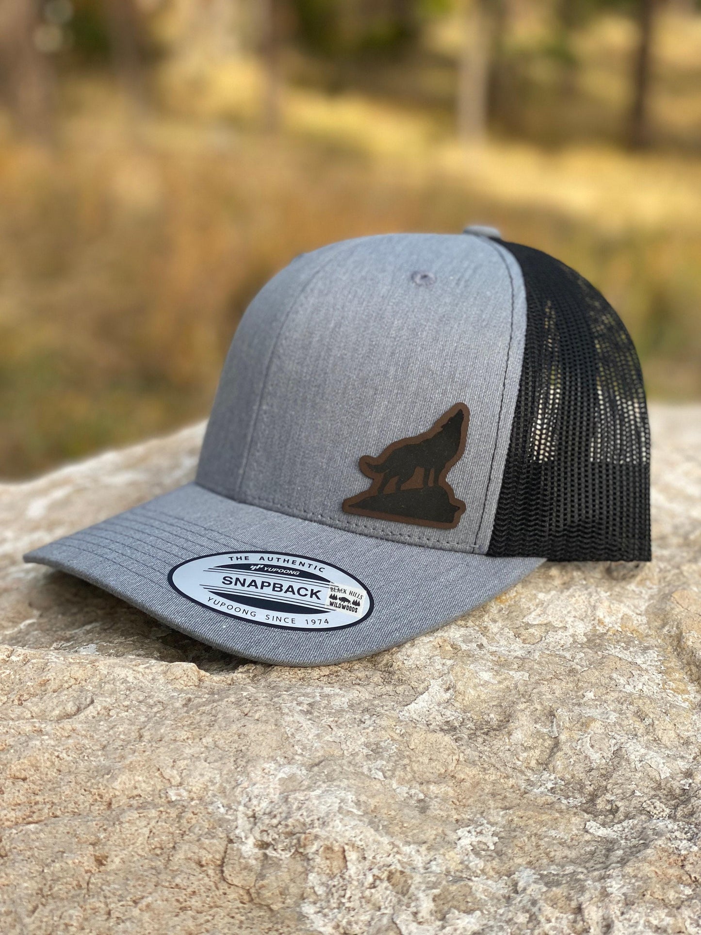 Wolf Howling  Hat – Snapback Trucker Cap – Wilderness Animal Hat – Outdoorsman Gift – Howling Wolf Design – Yupoong Mesh Hat