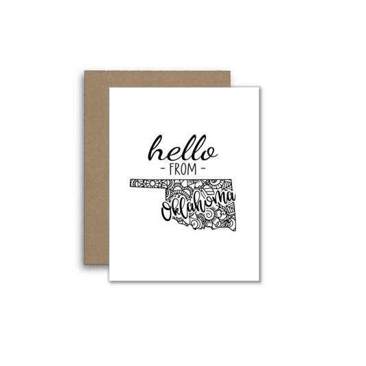 Hello from Oklahoma Card – Boho Mandala State Outline