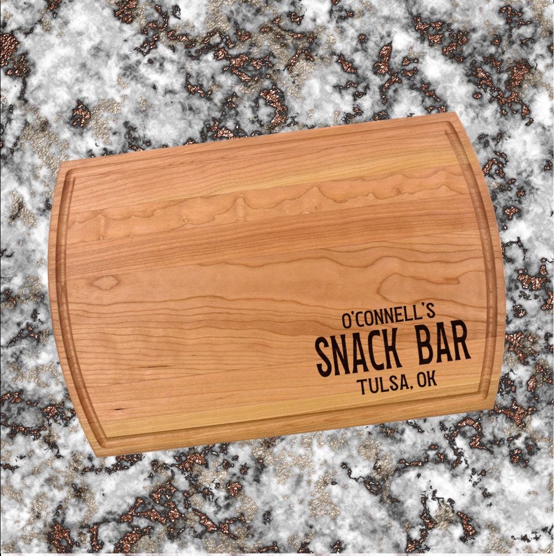 Personalized Snack Bar Cutting Board | Snacks Charcuterie Board | Custom Serving Tray | Personalized Housewarming Gift