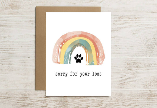 Pet Sympathy Card – Paw Print & Rainbow Bridge Comfort