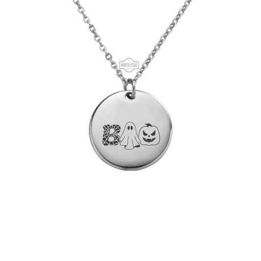 Boo Ghost Pumpkin Necklace – Gold or Silver Halloween Charm – Personalized Spooky Cute Jewelry – Fall Gift – Keychain Available