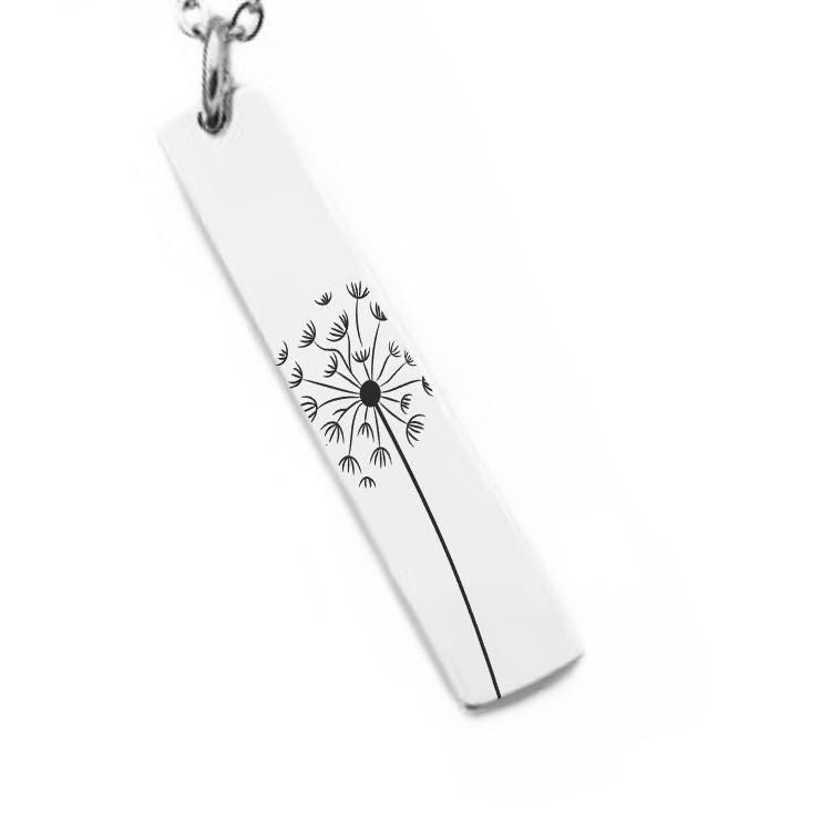 Dandelion Bar Necklace or Keychain – Make a Wish Jewelry – Gold, Silver, or Stainless Steel – Nature Lover Gift or Memorial Token