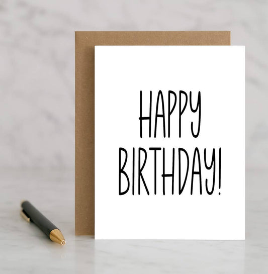 Happy Birthday Card – Black and White Minimalist Design – Bl