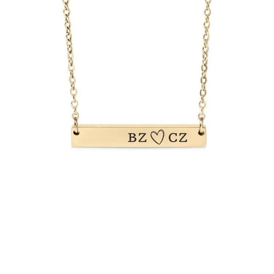 Couples Initials with Heart Bar Necklace or Keychain – Personalized Love Gift – Engraved Jewelry for Anniversary or Wedding