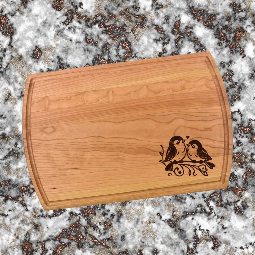 Love Birds Cutting Board | Kissing Birds Charcuterie Board | Custom Serving Tray | Personalized Gift | Wedding Anniversary Gift
