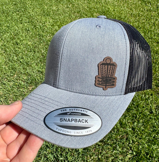 Disc Golf  Hat – Snapback Trucker Cap – Pressed  with Disc Golf Basket Design – Frisbee Golf Gift