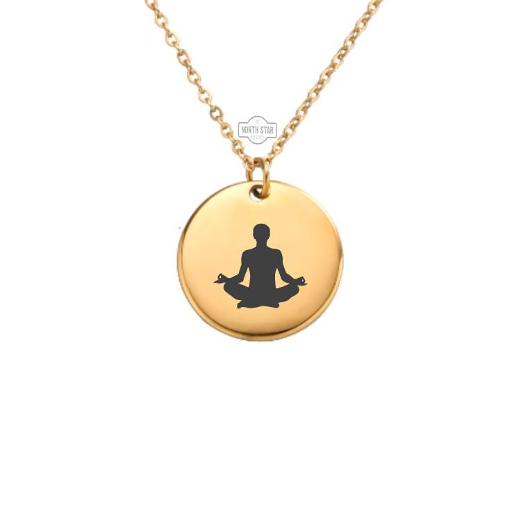 Yoga Necklace - Yoga Instructor Gold or Silver Minimalist Dainty Engraved Custom Pendant Charm Jewelry