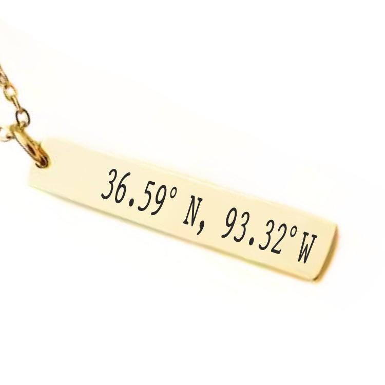 Coordinates Bar Necklace or Keychain – Custom Latitude & Longitude Engraved – Long Distance or Location Gift – Minimalist Jewelry