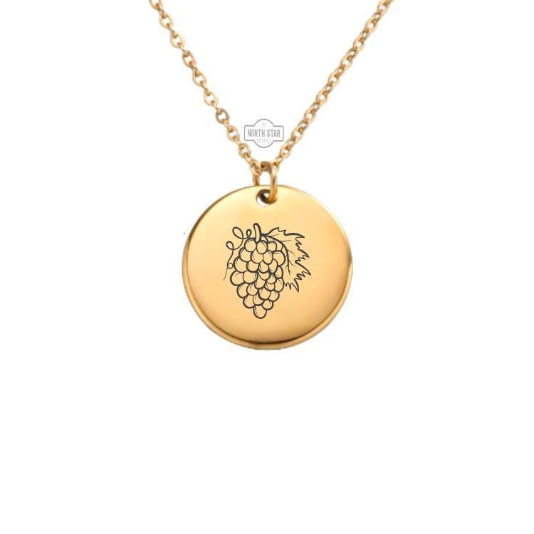 Grapes Necklace or Keychain – Personalized Gift for Wine Lovers, Gardeners, or Foodies in Gold or Silver, Fruit Charm Jewelry