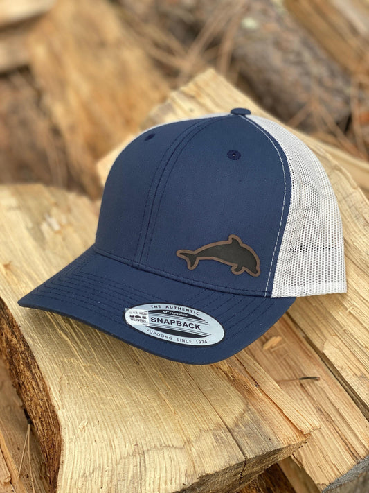 Dolphin Hat – Snapback Cap with Dolphin Design, Beach Lover Gift, Ocean Animal Hat with Mesh Back, Coastal Style, Patch Trucker Hat