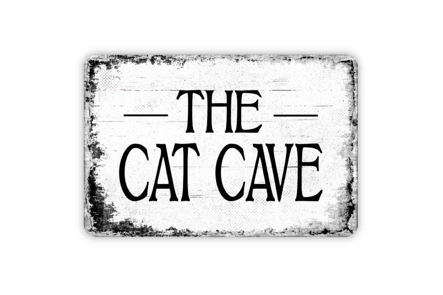 The Cat Cave Sign – Metal Pet Sign for Cat Lovers, Indoor Cat Zone Decor, Rustic Cat House Sign, Feline Hideout Wall Decor
