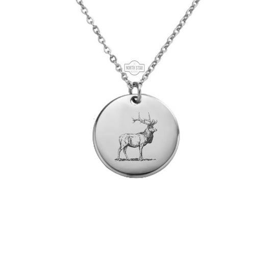 Elk Necklace - Animal Wildlife Gold or Silver Minimalist Dainty Engraved Custom Pendant Charm Jewelry - Personalized Gift for Her