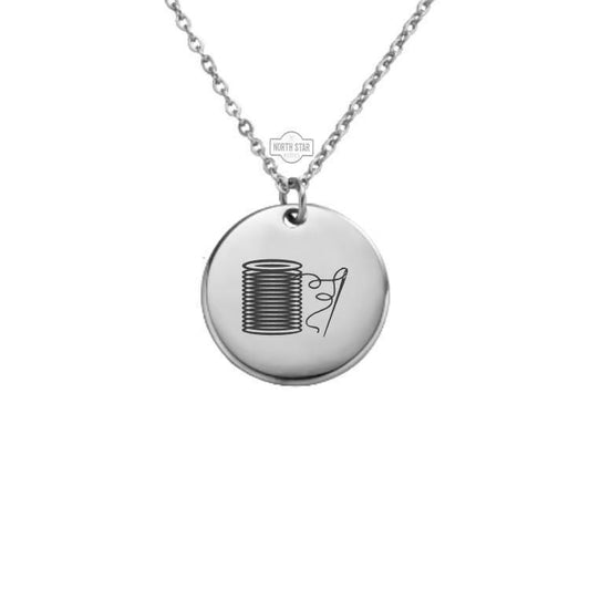 Sewing Thread and Needle Necklace or Keychain – Personalized Gift in Gold or Silver for Sewists, Quilters, and Crafty Creators